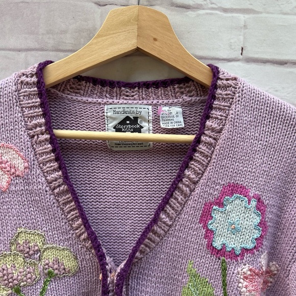 VTG Storybook Knits size M floral cardigan Grannycore sweater Cottagecore - Picture 2 of 5